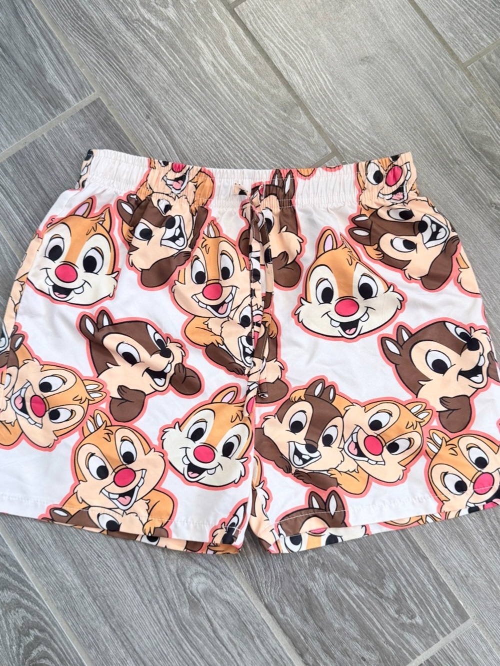 Boys 12 Wild Rich Kids Disney printed Chip & Dale White board Swim shorts LN HTF